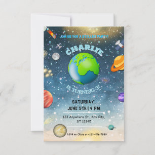 Space Birthday in galaxy Invitation