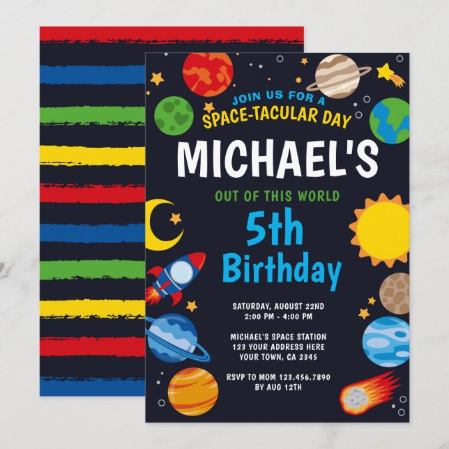Space Birthday Invitation (Front/Back)