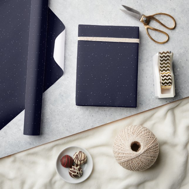 Space Birthday Navy Blue Starry Sky Pattern Wrapping Paper (Crafts)