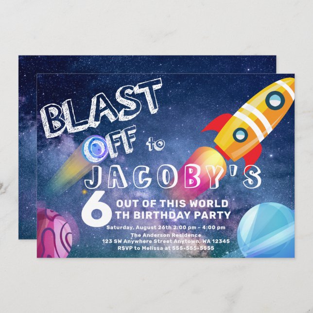 Space Birthday Outer Space Party Invitation (Front/Back)