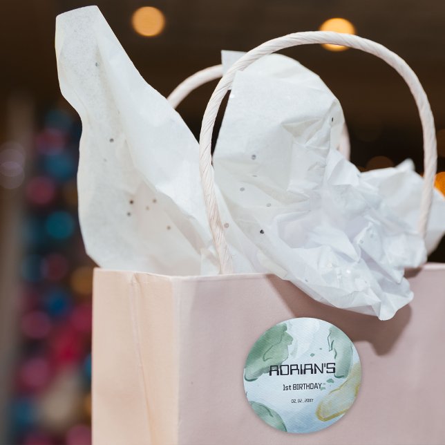 Space Birthday Party Earth Globe Classic Round Sticker (Space Birthday Earth Sticker)