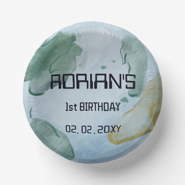Space Birthday Party Earth Globe Paper Plate (Front)