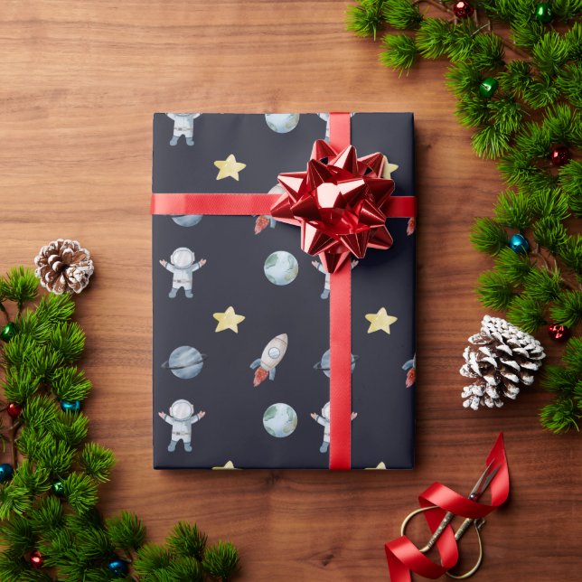 Space Birthday Party First Trip Around The Sun Wrapping Paper (Holiday Gift)