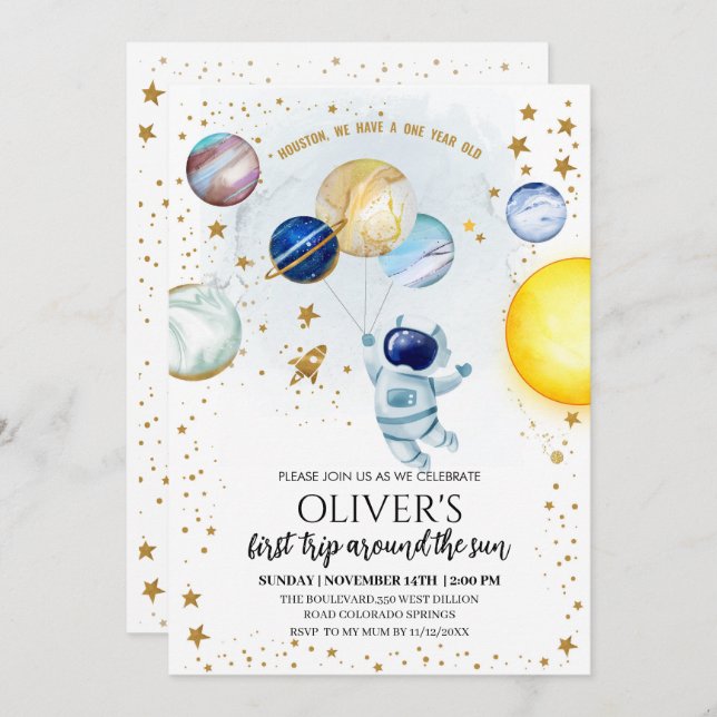 Space Birthday Party Invitation (Front/Back)