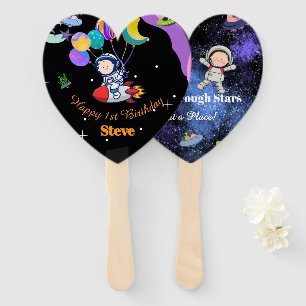 Space Birthday Party Theme Hand Fan