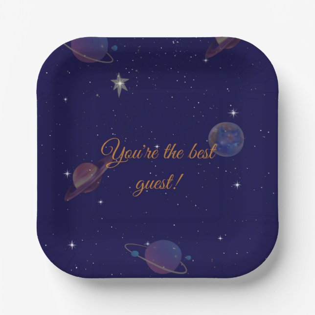 Space Birthday Square Plates | Astronaut Party Pla (Front)