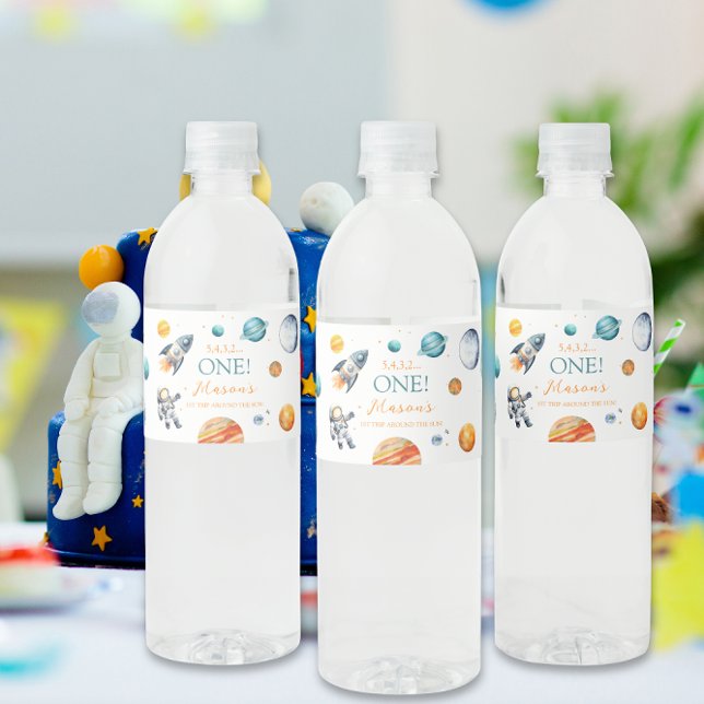 Space Birthday Water Bottle Label (Creator Uploaded)