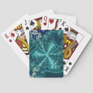 Space Blue and White Fractal Art Playing Cards