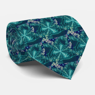 Space Blue and White Fractal Art Tie