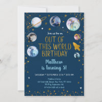 Space Blue Gold Out Of This World Birthday