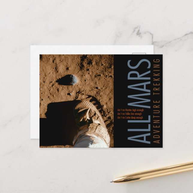 Space Boot Orange All Mars Trekking Adventure Postcard (Front/Back In Situ)