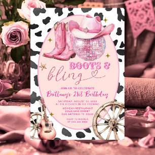Space Boots and Bling Cowgirl 30th Birthday Invitation