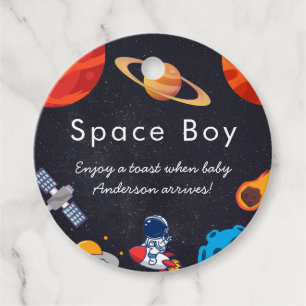 Space Boy Planets Cute Astronaut Baby Shower Favour Tags