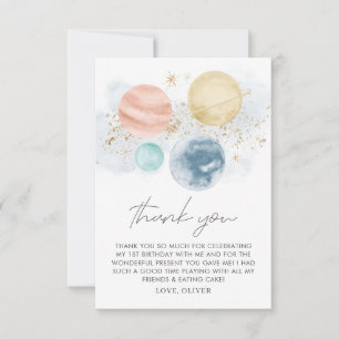 Space Boys Birthday Flat Thank You Card