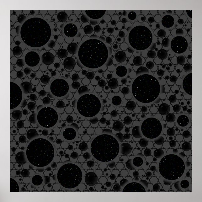 Space Bubble Spots - Black Poster (Front)