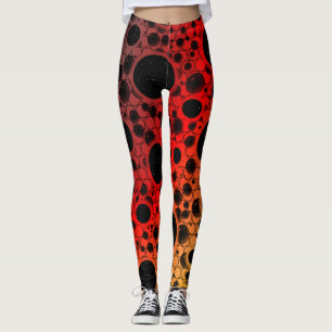 Space Bubble Spots - Black/Red/Gold Leggings