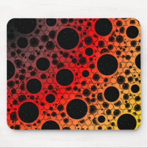 Space Bubble Spots - Black/Red/Gold Mouse Pad