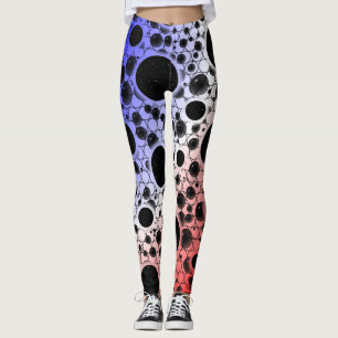Space Bubble Spots - Blue/White/Red Leggings