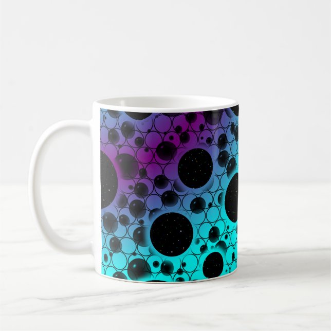 Space Bubble Spots - Cyan/Purple Coffee Mug (Left)