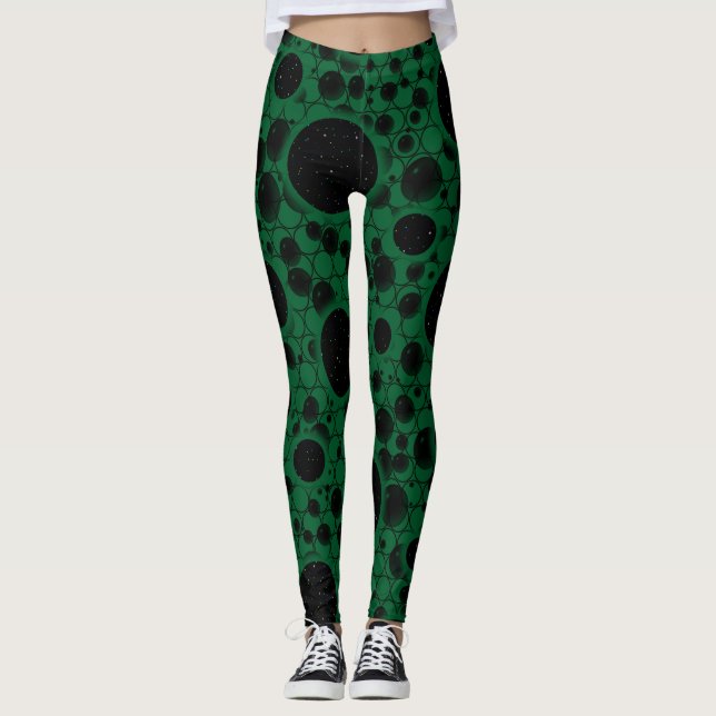 Space Bubble Spots - Forest Leggings (Front)