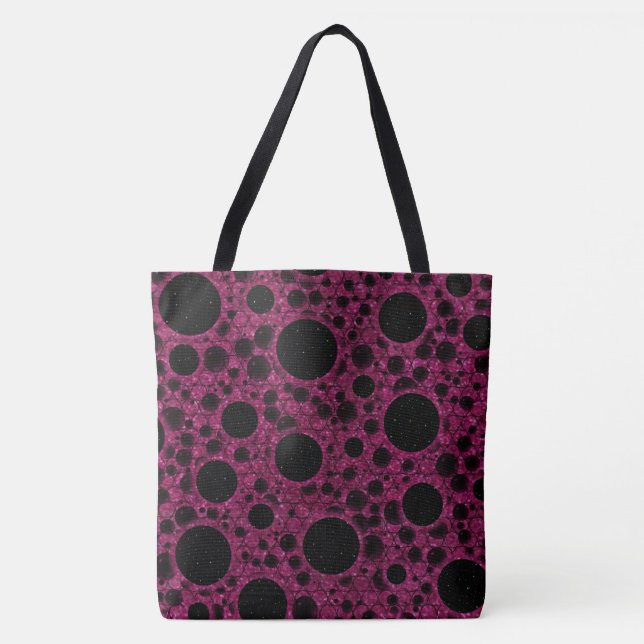 Space Bubble Spots - Glitter Fuschia Tote Bag (Front)
