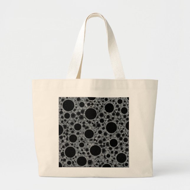 Space Bubble Spots - Glitter Silver Large Tote Bag (Front)