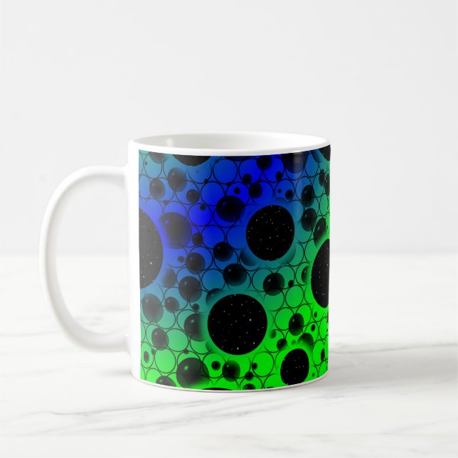 Space Bubble Spots - Green/Blue Coffee Mug (Left)