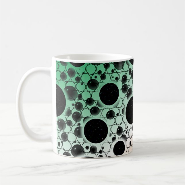Space Bubble Spots - Green/White/Orange Coffee Mug (Left)