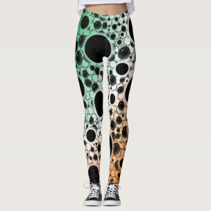 Space Bubble Spots - Green/White/Orange Leggings
