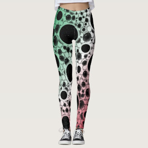 Space Bubble Spots - Green/White/Red Leggings