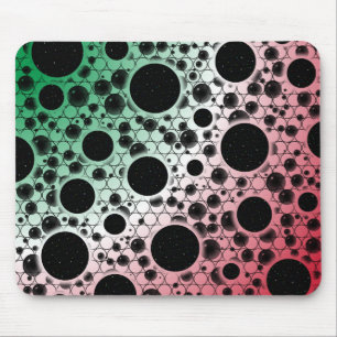Space Bubble Spots - Green/White/Red Mouse Pad