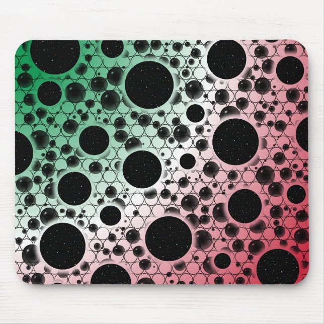 Space Bubble Spots - Green/White/Red Mouse Pad (Front)