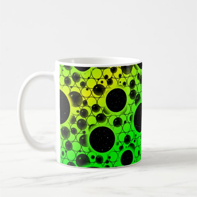 Space Bubble Spots - Green/Yellow Coffee Mug (Left)