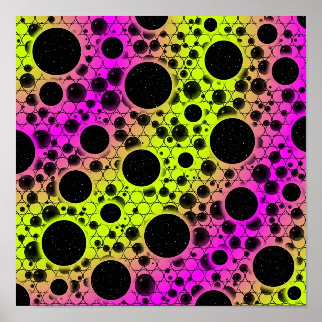 Space Bubble Spots - Lime/Pink Poster (Front)