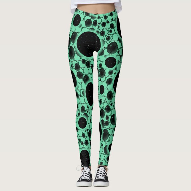 Space Bubble Spots - Mint Leggings (Front)