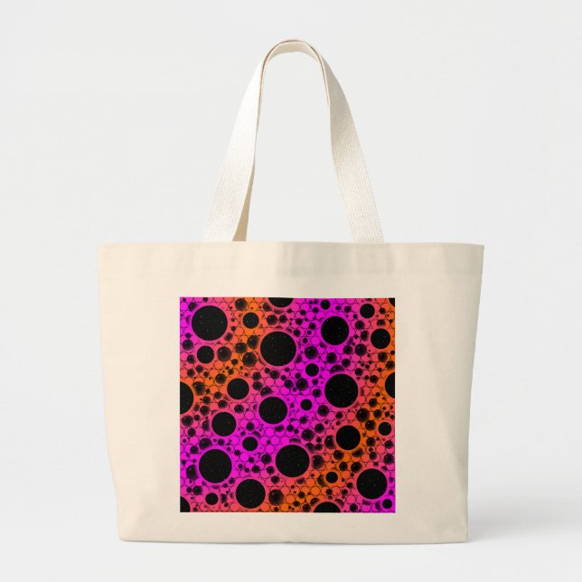 Space Bubble Spots - Pink/Orange Large Tote Bag (Front)