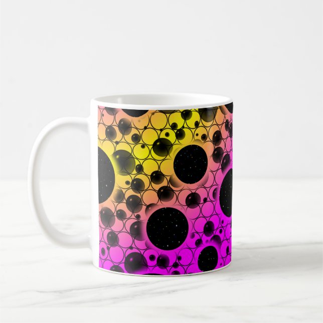 Space Bubble Spots - Pink/Yellow Coffee Mug (Left)