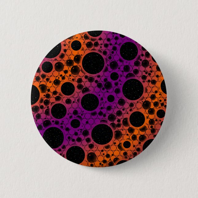 Space Bubble Spots - Purple/Orange 6 Cm Round Badge (Front)