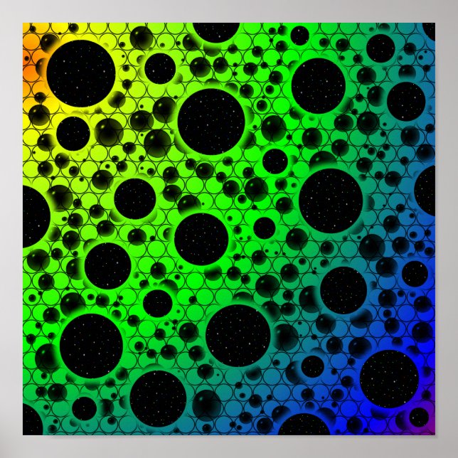 Space Bubble Spots - Rainbow OYGBP Poster (Front)