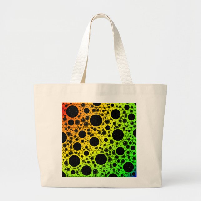 Space Bubble Spots - Rainbow ROYGB Large Tote Bag (Front)