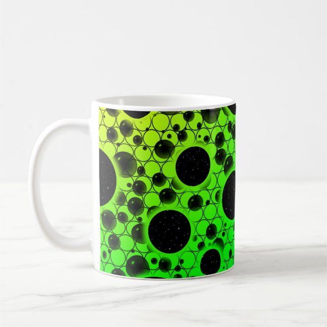 Space Bubble Spots - Rainbow RYGCB Coffee Mug (Left)