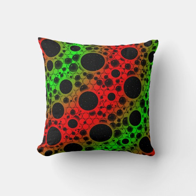 Space Bubble Spots - Red/Green Cushion (Front)