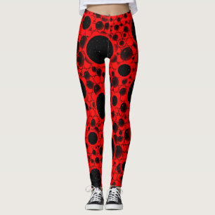 Space Bubble Spots - Red Leggings