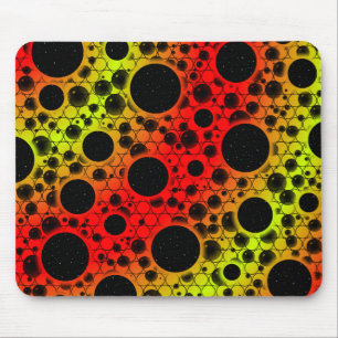 Space Bubble Spots - Red/Lime Mouse Pad