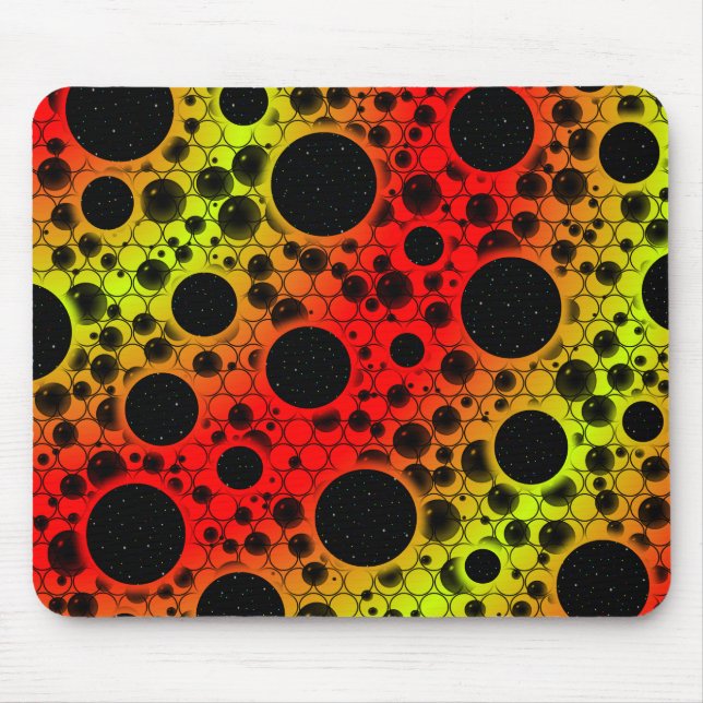 Space Bubble Spots - Red/Lime Mouse Pad (Front)