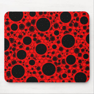 Space Bubble Spots - Red Mouse Pad