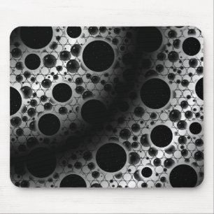 Space Bubble Spots - White/Black Mouse Pad