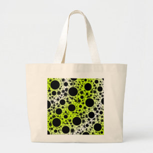Space Bubble Spots - White/Lime Yellow Large Tote Bag