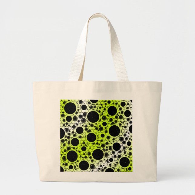 Space Bubble Spots - White/Lime Yellow Large Tote Bag (Front)