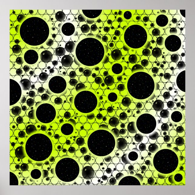 Space Bubble Spots - White/Lime Yellow Poster (Front)